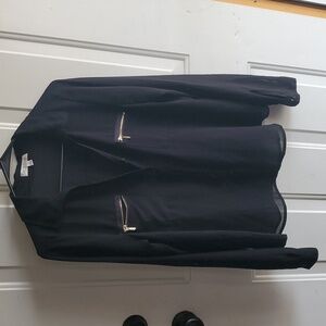 Active USA Sleek Black Zip Pocket Blouse ( See Through)